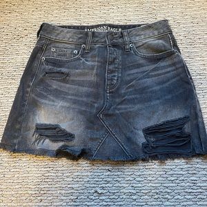 American Eagle Distressed Black Denim Skirt